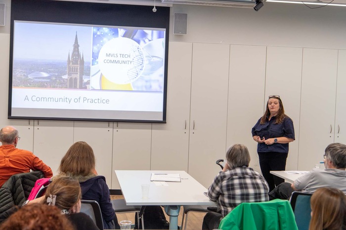 Staff presenting at an event