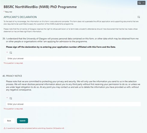 Screenshot of Application System