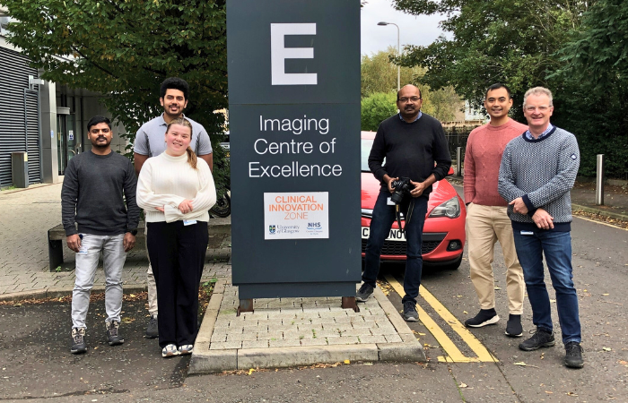MR CoilTech team members outside of the ICE Building in Glasgow