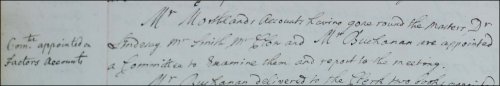 Adam Smith was appointed to a committee to examine the Factor's accounts, as recorded in the Senate minutes, 4th March 1760.  (GUAS Ref: GUA 26642, p2.  Copyright reserved.)
