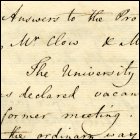 First page of a letter of response by Adam Smith and committee to the protest of Leechman, Simson, Clow and Anderson regarding Professor William Rouet's (also spelt Rouat or Ruat) post being declared vacant, February 1760.  (GUAS Ref: GUA 27027, p1.  Copyright reserved.)