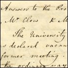 First page of a letter of response by Adam Smith and committee to the protest of Leechman, Simson, Clow and Anderson regarding Professor William Rouet's (also spelt Rouat or Ruat) post being declared vacant, February 1760.  (GUAS Ref: GUA 27027, p1.  Copyright reserved.)