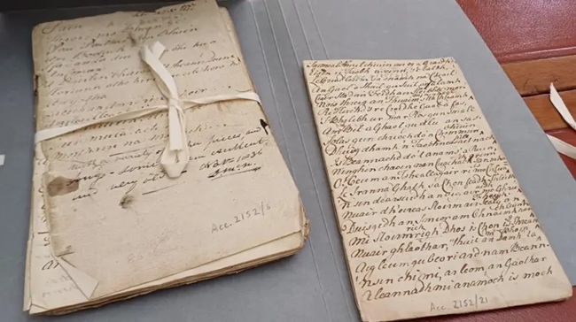 Image of missing Gaelic manuscripts discovered by Professor Roibeard O Maolalaigh