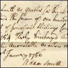 Adam Smith's receipt for money from Principal Stirling's fund, 28th January 1756.  (GUAS Ref: GUA 58171.  Copyright reserved.)