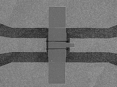 The gate of the transistor (the section in the middle) developed by Dr Moran is just 50 nanometres in length.