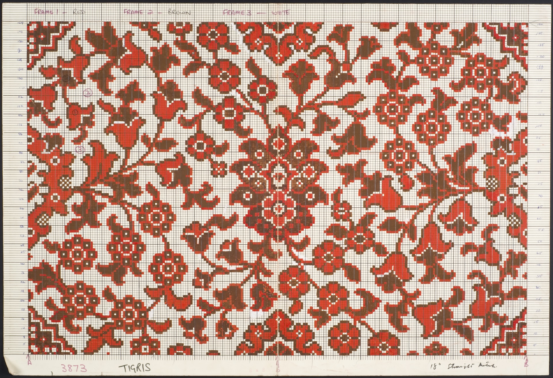 Floral carpet design ‘Tigris’, c1960s. Ref: STOD/DES/93/12