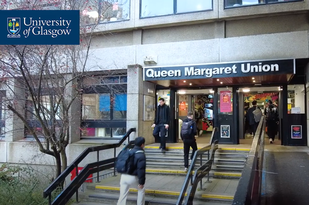 external view of the QMU with students