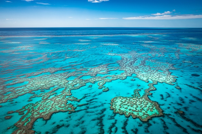 Aerial image of the great barrier reef