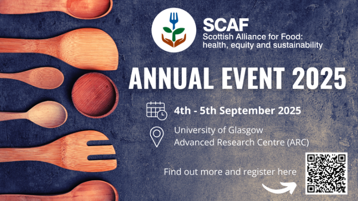 SCAF Annual Event 2025 Flyer - Wooden utensils and text advertising that the event will take place on the 4-5 September 2025 in Glasgow