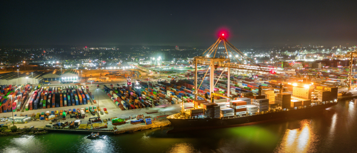 Southampton port at night