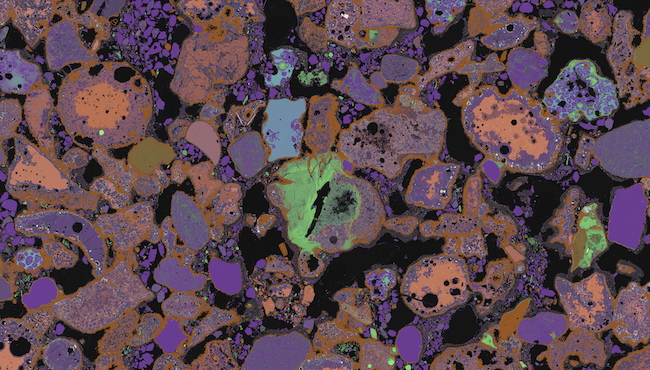 An electron scanning microscope image of a sample of the Derwent Howe rock