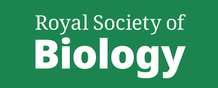 The words Royal Society of Biology in white against a leaf-green background