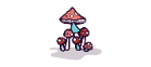 Cartoon image of a group of mushrooms