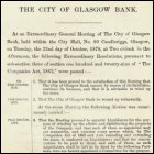 Details of the motions placed before the Extraordinary General Meeting of The City of Glasgow Bank held on Tuesday 22nd October 1878 and recorded here by the Clerk to Meeting, Rob. S. Aikman, 23rd October 1878. (GUAS Ref: UGD 108/3 p140. Copyright reserved.) 