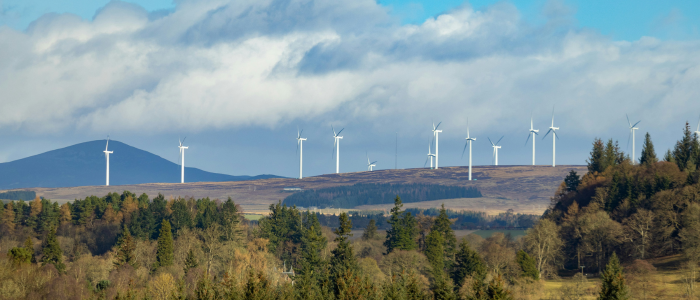 Wind turbines on a hill
