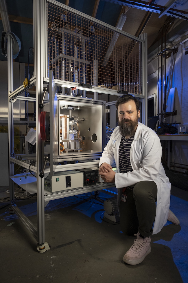 : Dr Gilles Bailet of the James Watt School of Engineering with the NextSpace TestRig