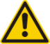 Exclamation mark on a yellow triangle with a black norder