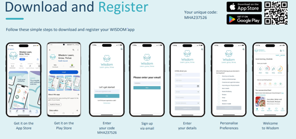 Step guide images of how to download the app to a phone