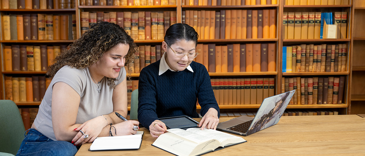 Students studying at Law library