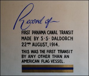 The title page of a scrapbook commemorating the first Panama Canal transit made by SS Daldorch, owned by J M Campbell & Sons of Glasgow, 22nd August 1914. (GUAS Ref: UGD 55/2/13. Copyright reserved.) 