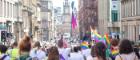 Students marching at Glasgow Pride