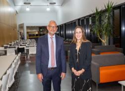 Image of Profs Christopher Loughrey (left) & Lisa Boden (right) standing side by side