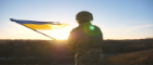 Ukraine solider holding flag
