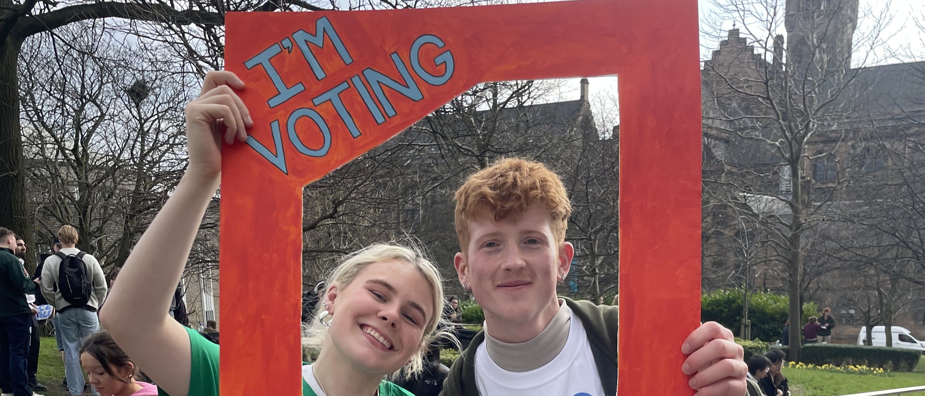 Duncan Calvert along with a student voter