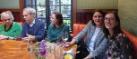 Staff and students from the Comp Lit department celebrate the programme's 20th anniversary at a restaurant