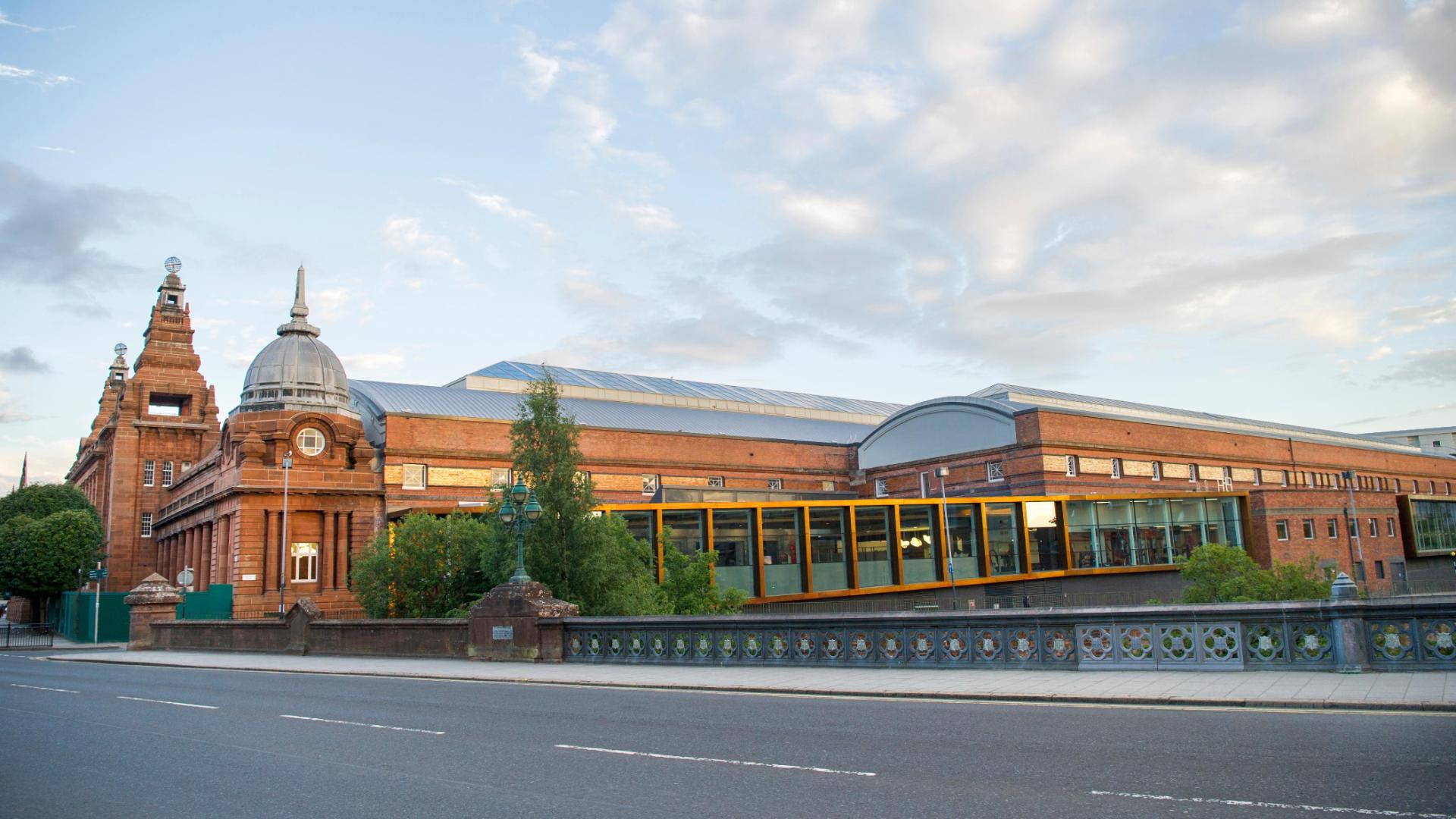 Kelvin Hall on a sunny evening from Argyle St