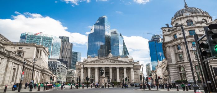 An image of The Royal Exchange building in London