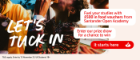 A creative of a person eating pizza with the words - Fuel your studies with £500 in food vouchers from Santander Open Academy Enter our prize draw for a chance to win