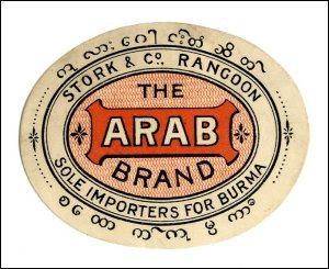 This is an image of a label for the Arab Brand of George Younger, brewers and maltsters, Alloa and was used for the Burmese export market. (GUAS Ref: GY. Copyright reserved.) 