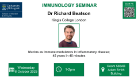 Immunology seminar poster which includes date, time, location and title that is included in the accompanying text