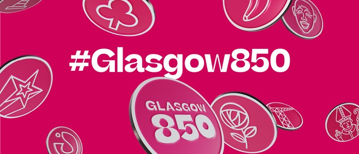 Pink logo celebrating Glasgow 850