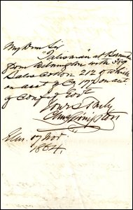 This note from Charles Livingston to James Lumsden informs him that the Talisman, a blockade runner during the American Civil War, had reached Bermuda with its cargo of 389 bales of cotton from Wilmington, 1864.  (GUAS Ref: DC 112/C18/2/5.  Copyright reserved.)