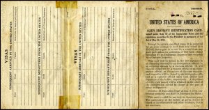 This is the first page of an Alien Seaman’s Identification Card for John Dell Bedford for entry into the United States of America, dated 1919.  Sailors were required to have an identification card when entering USA ports.  (GUAS Ref: UGD 131/3/8/3/7. Copyright reserved.) 