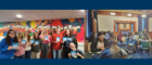 A photo on the left of a group of students at a resident life event. A photo on the right of a group of students socialising in the Glasgow University Union