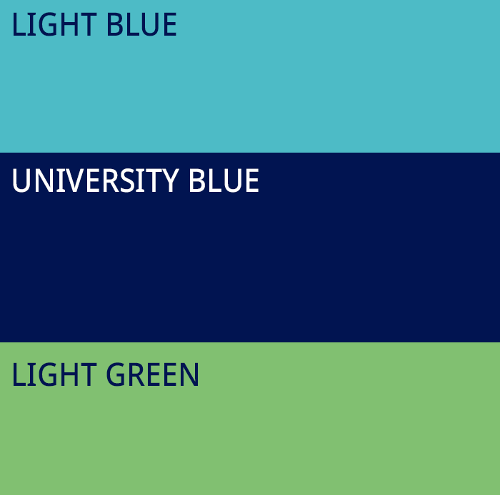 colours 3 light blue university blue light green
