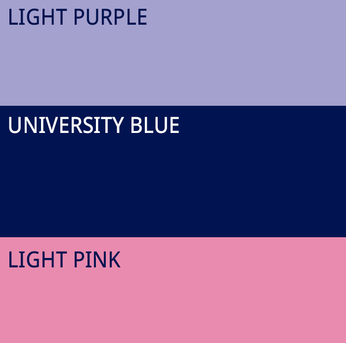 colours 4 light purple university blue light pink