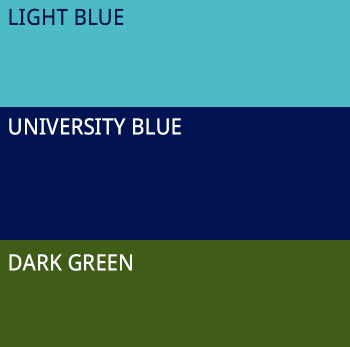 colours 10 light blue university blue dark green