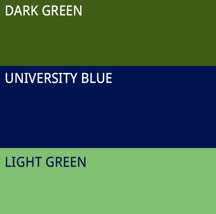 colours 15 dark green university blue light green
