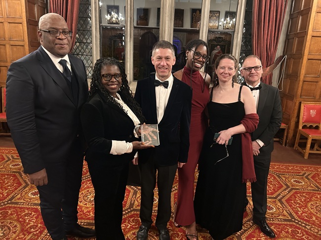L to R: Professor Simon Anderson, Co-Director of the Glasgow Caribbean Centre for Development Research; Dr Peggy Brunache, Director for the Beniba Centre for Slavery Studies; Dr David Duncan;  Taylar Carty, James McCune PhD scholar; Dr Christine Whyte, Historian and Dr Stephen Mullen, Historian and co-author of 2018 Slavery, Abolition & the University of Glasgow.
