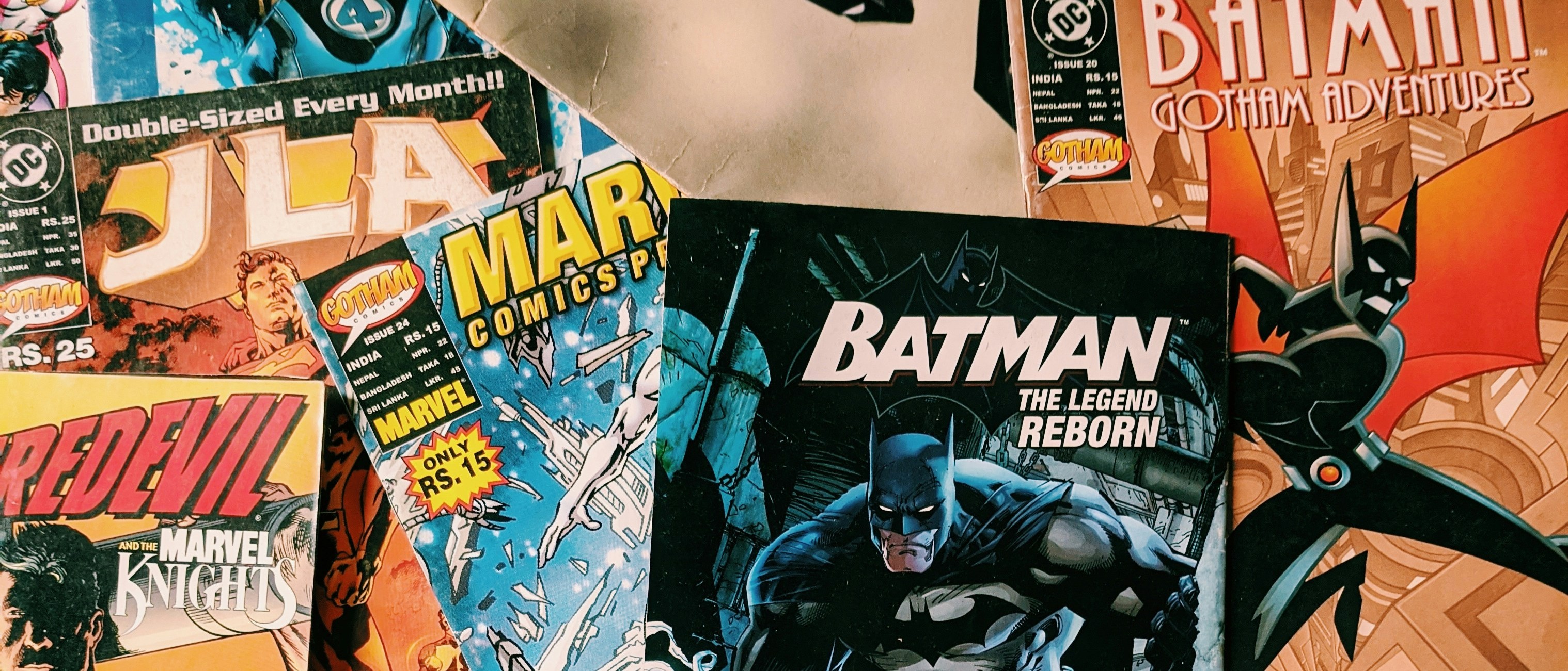 A pile of comic books