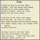 Hannah Frank's poem, entitled 'Faery', published under the pseudonym Al Aaraaf, from the Glasgow University Magazine (GUM), Vol 38 No 9 p261, 23rd February 1927. (GUAS Ref: DC 198/1/34a. Copyright reserved.)