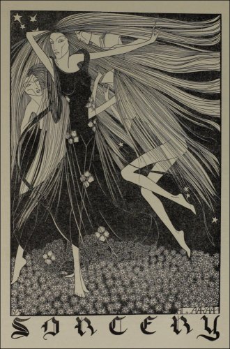 Hannah Frank's illustration, entitled 'Sorcery', published under the pseudonym Al Aaraaf, in the Glasgow University Magazine (GUM), Vol 40 No 7 p213, 7th February 1929. (GUAS Ref: DC 198/1/36a. Copyright reserved.)