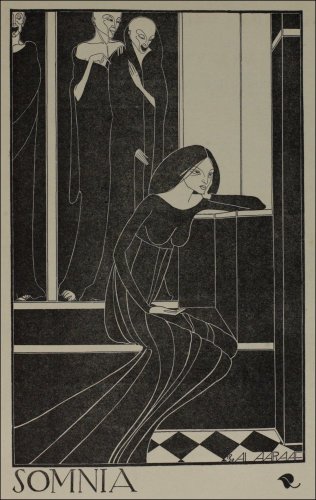 Hannah Frank's illustration, entitled 'Somnia', published under the pseudonym Al Aaraaf, in the Glasgow University Magazine (GUM), Vol 40 No 11 p355, 30th April 1929. (GUAS Ref: DC 198/1/36. Copyright reserved.)