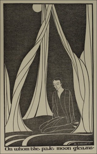 Hannah Frank's illustration, entitled 'On whom the pale moon gleams', published under the pseudonym Al Aaraaf, in the Glasgow University Magazine (GUM), Vol 41 No 2 p41, 6th November 1929. (GUAS Ref: DC 198/1/37. Copyright reserved.) 
