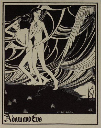 Hannah Frank's illustration, entitled 'Adam and Eve', published under the pseudonym Al Aaraaf, in the Glasgow University Magazine (GUM), Vol 45 No 7 p212, 1st February 1934. (GUAS Ref: DC 198/1/41. Copyright reserved.) 