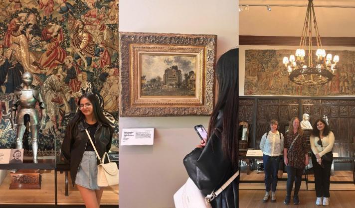 Collage of images of student at the Burrell Collection exhibition